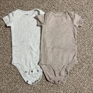 Lot of 2 Simple Joys by Carter's Bodysuits Solid Heather Gray 3-6 Months